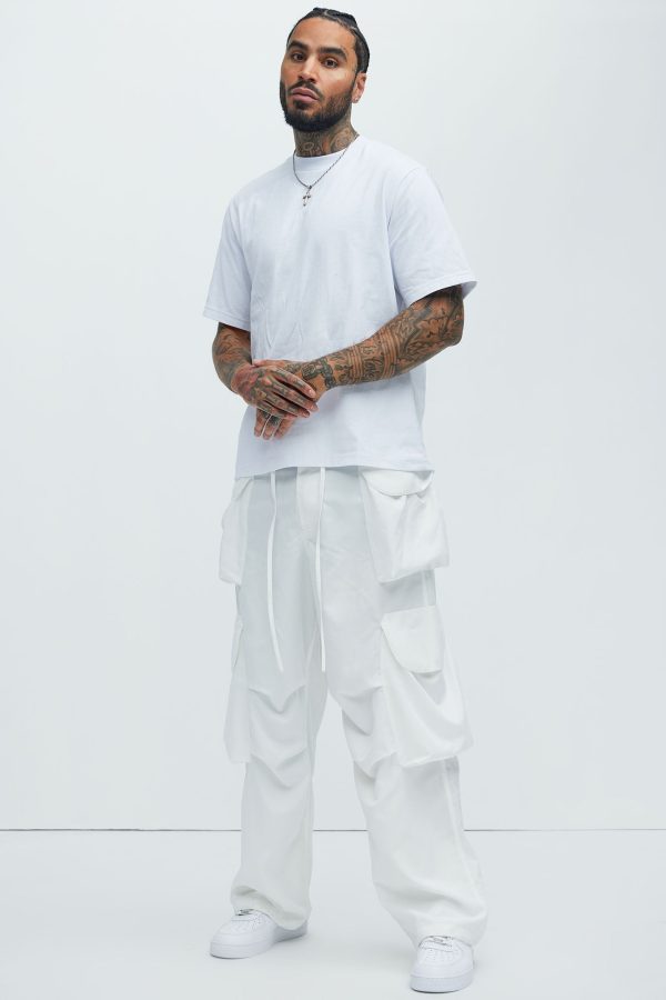 Angel Numbers Baggy Cargo Pants - White