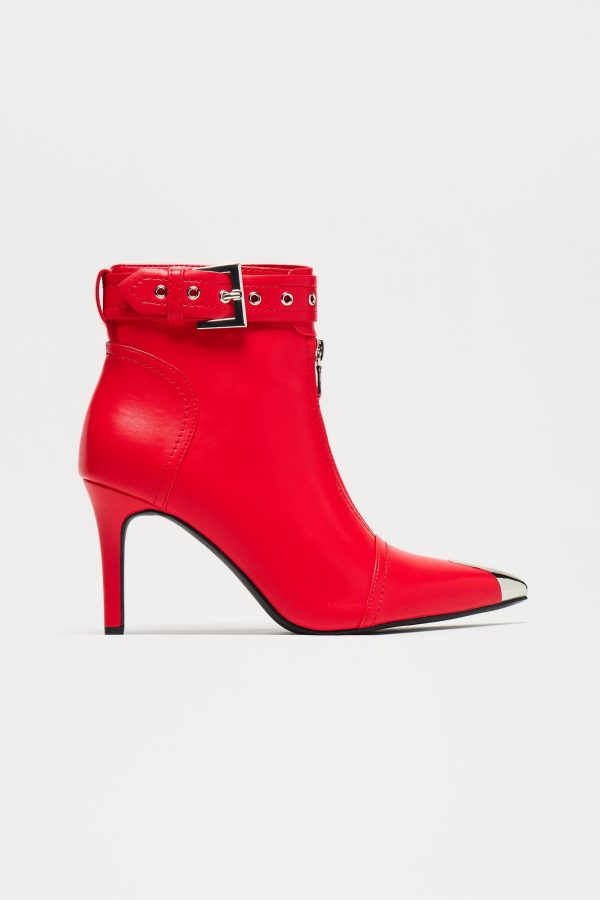 Never Tone Down Buckle Booties - Red