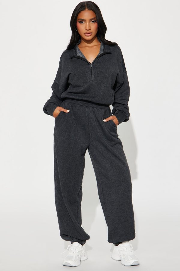 Build You Up French Terry Jumpsuit - Black