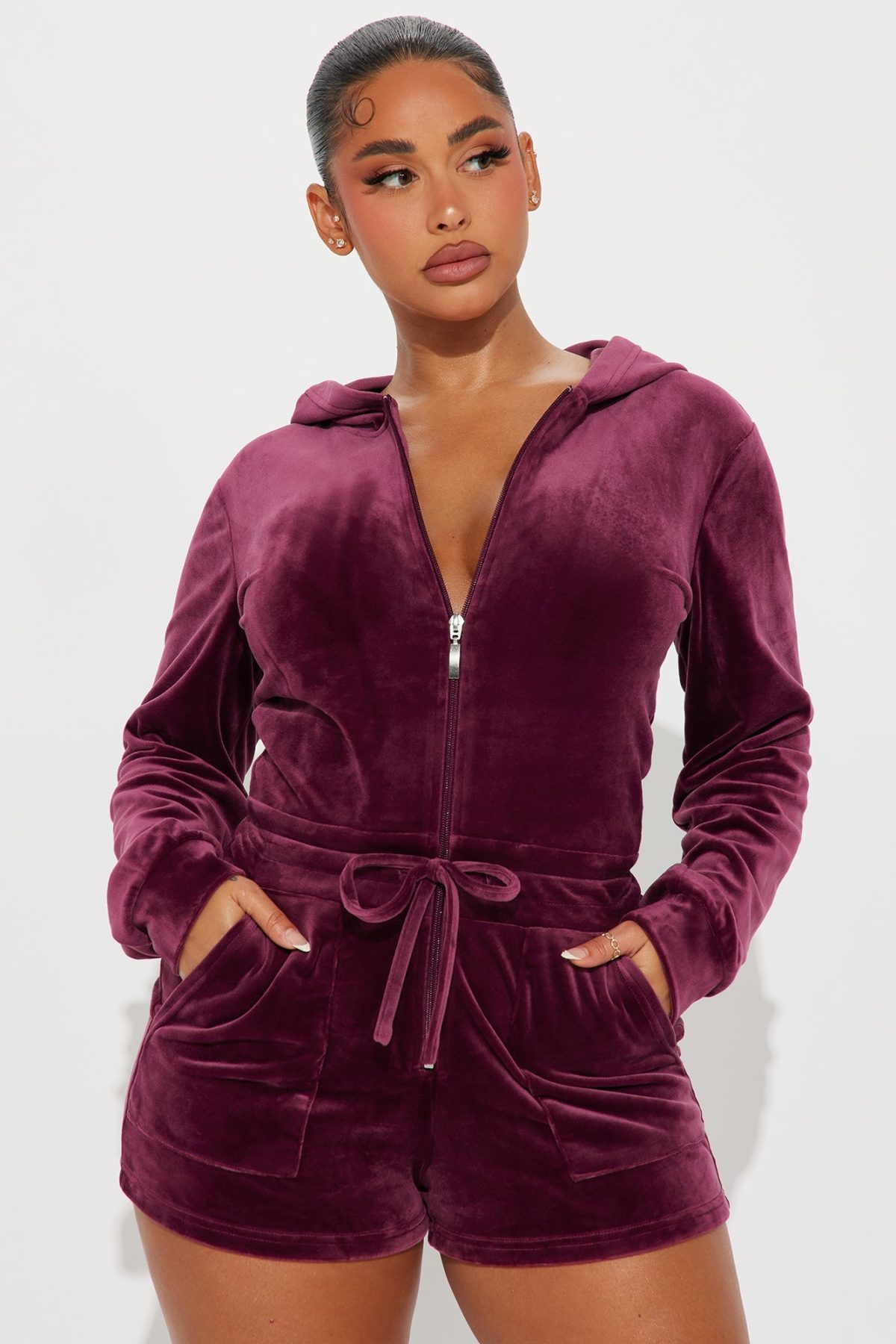 Og Lover Soft Velour Romper - Burgundy