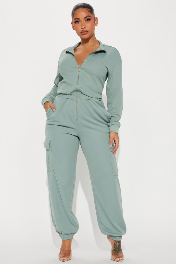 Full Day Off Jumpsuit - Sage