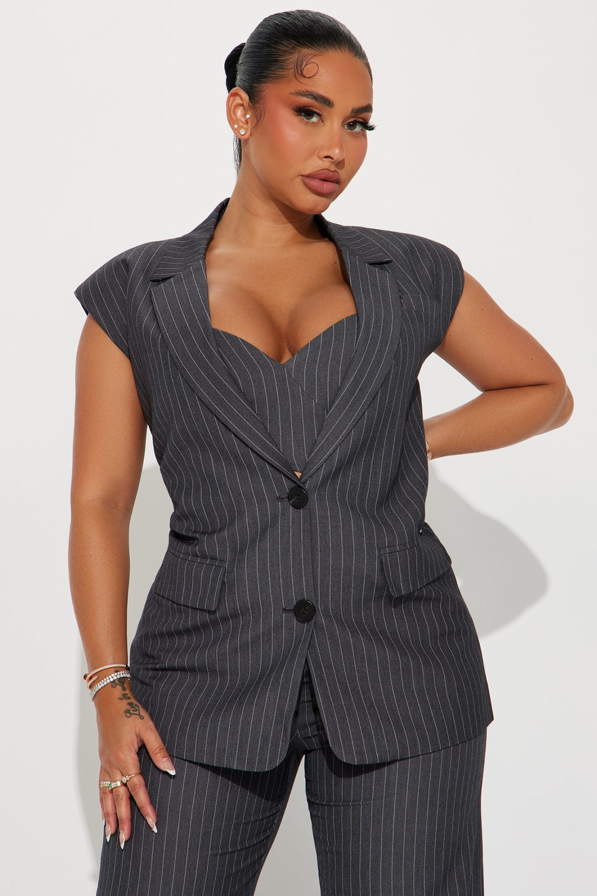 Corporate Baddie 3 Piece Pant Set - Grey