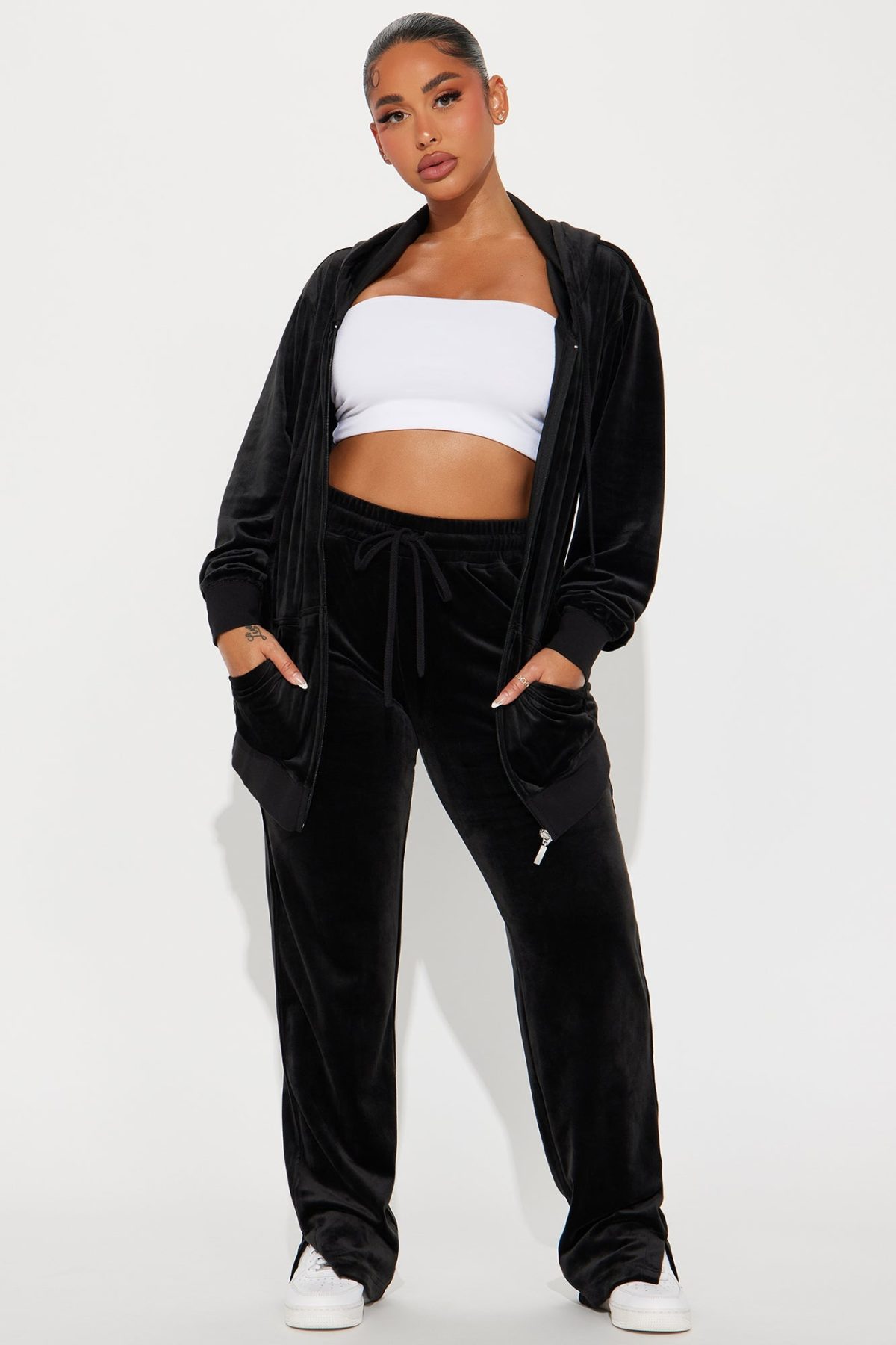 Og Cutie Soft Velour Pant Set - Black