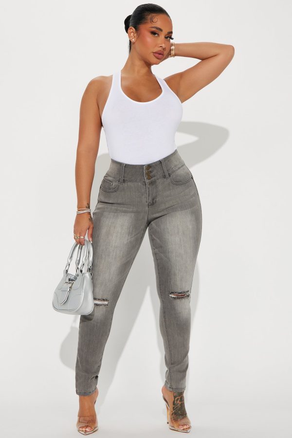 Always Irreplaceable Ripped Stretch Booty Lifting Jeans - Grey