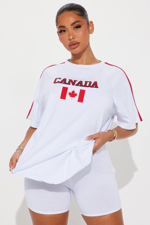 Canada Babe Biker Short Set - White