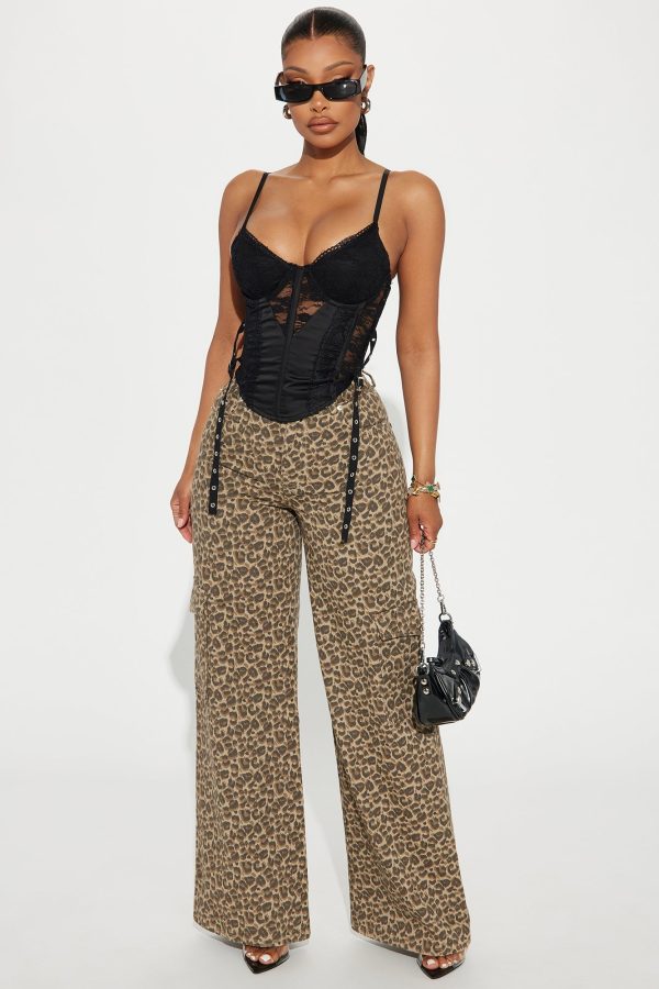 Crossing Boundaries Leopard Cargo Pant - Brown/Combo