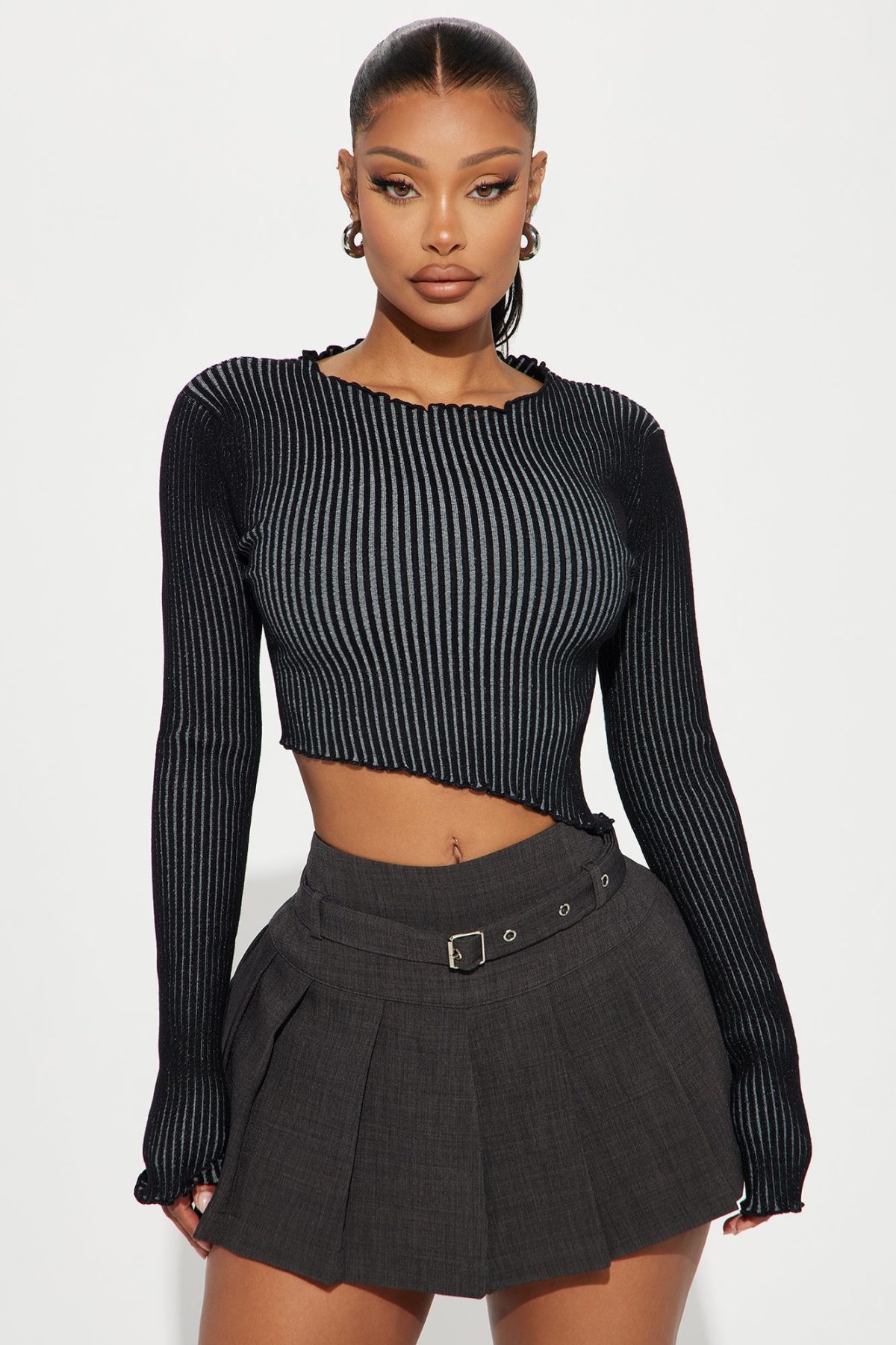 Switched Up Washed Sweater - Black