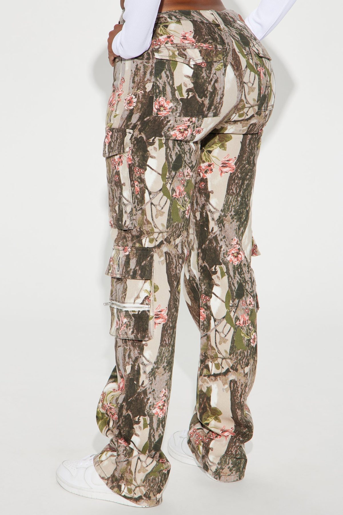 By A Long Shot Floral Camo Stretch Cargo Jeans - Taupe/Combo