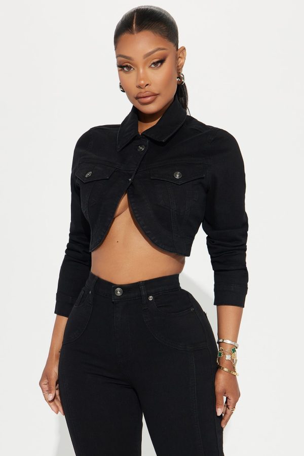 Fawcett Cropped Denim Jacket - Black