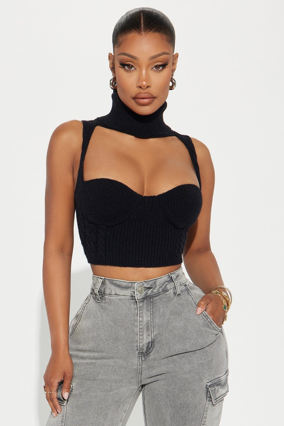 Snow Babe Sweater Top - Black