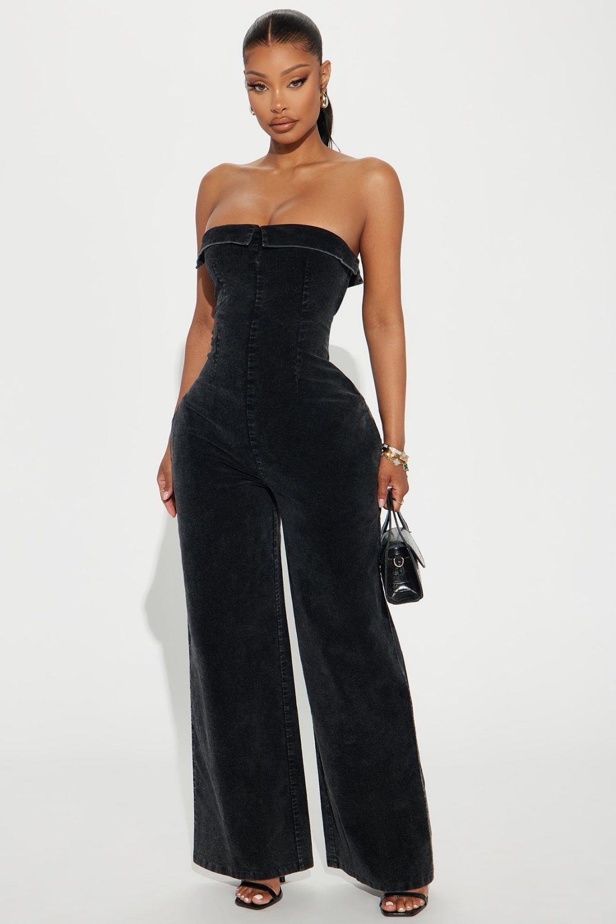 No Explanation Corduroy Jumpsuit - Black