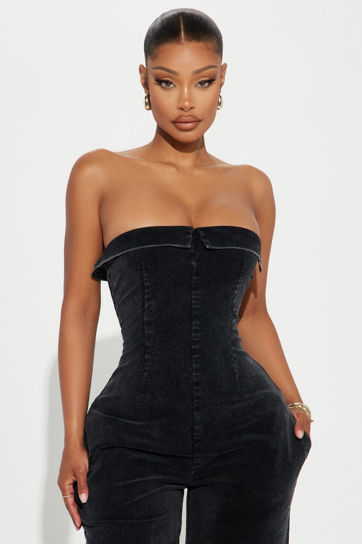 No Explanation Corduroy Jumpsuit - Black