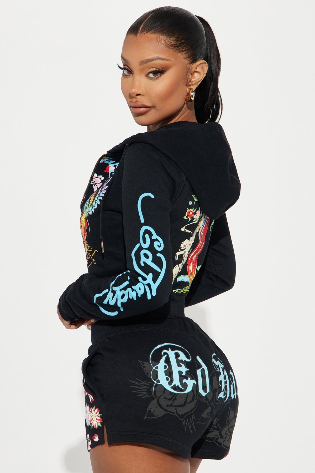 Ed Hardy Phoenix Zip Front Hoodie - Black