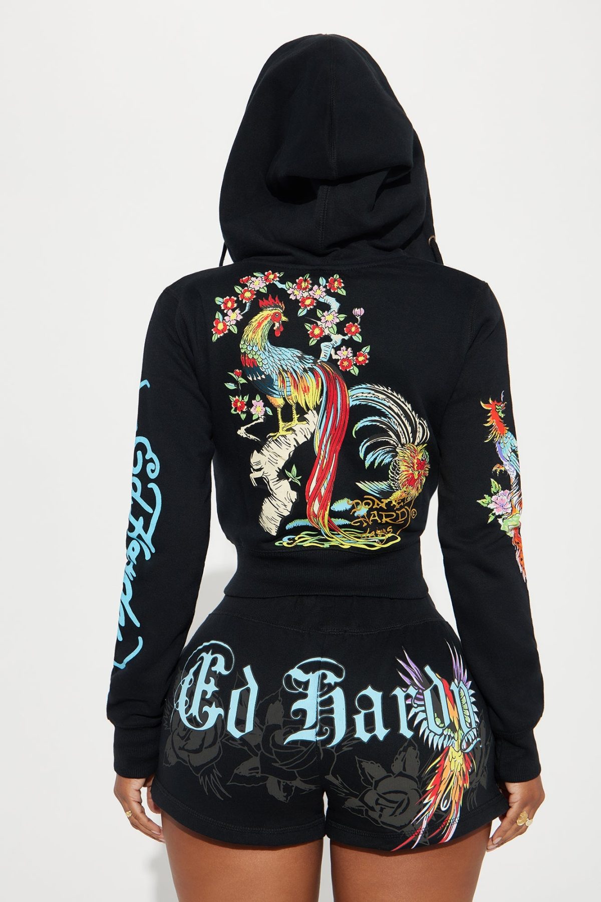 Ed Hardy Phoenix Zip Front Hoodie - Black