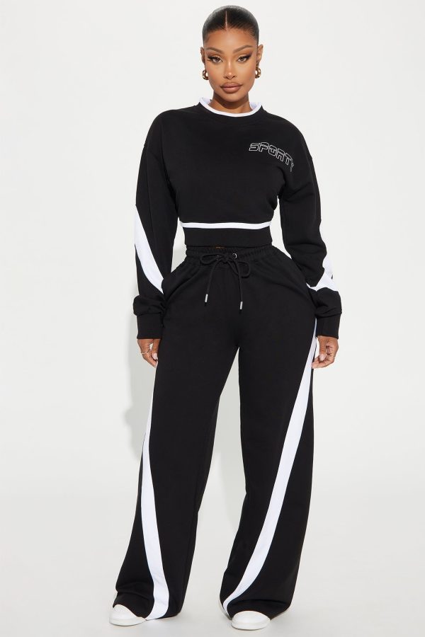 Sporty And Flirty Wide Leg Pant - Black/White