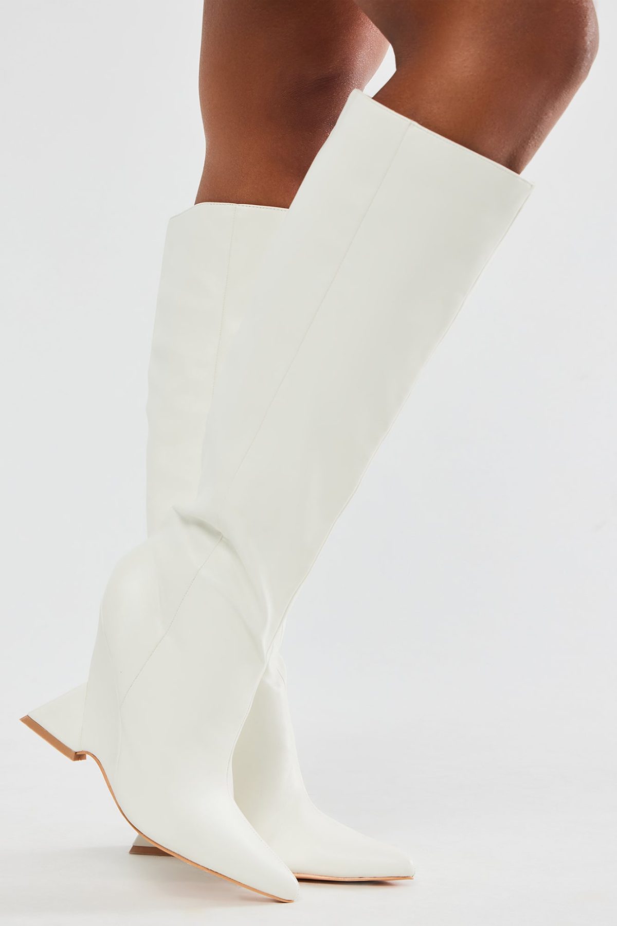 Claire Knee High Boots - Cream