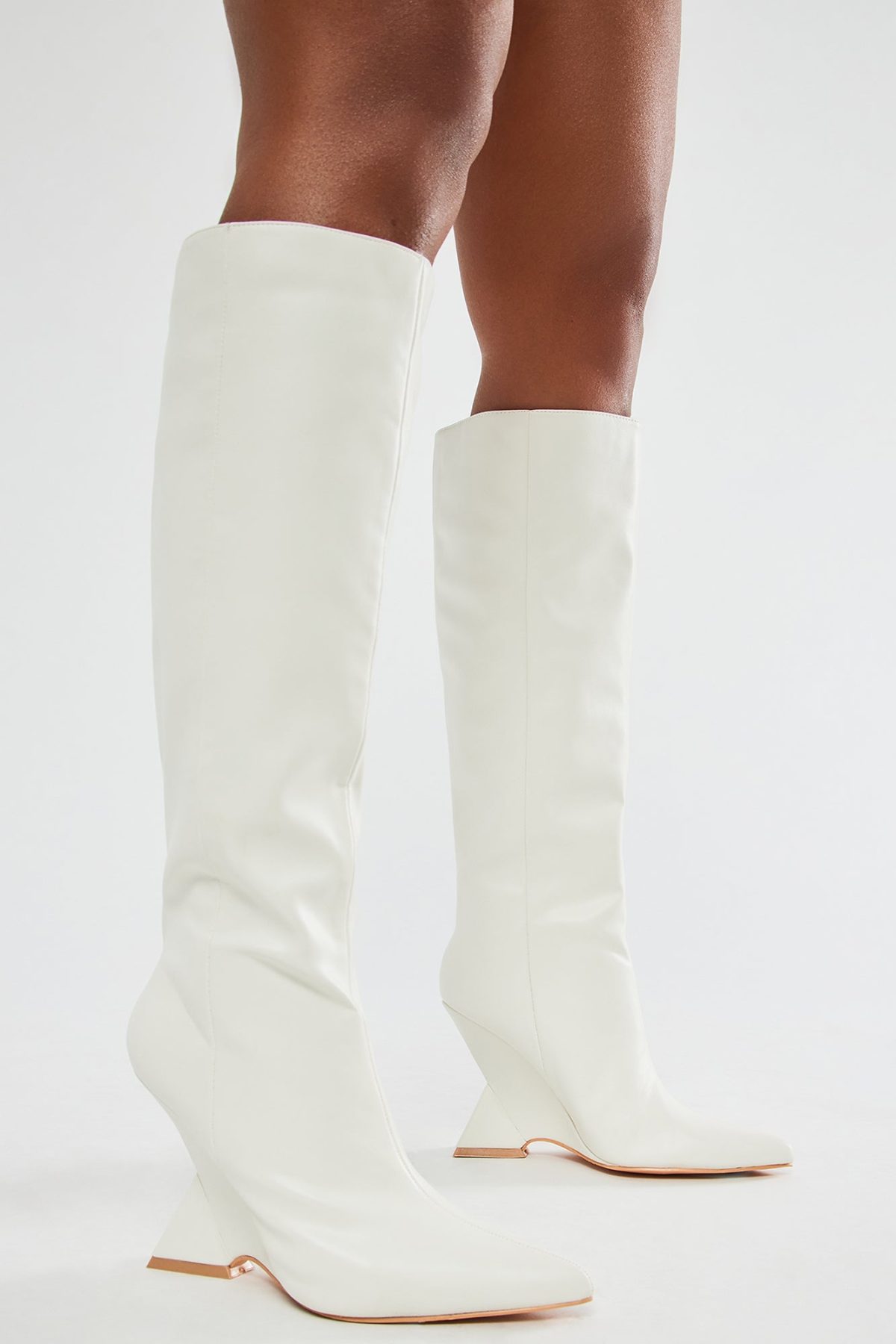 Claire Knee High Boots - Cream