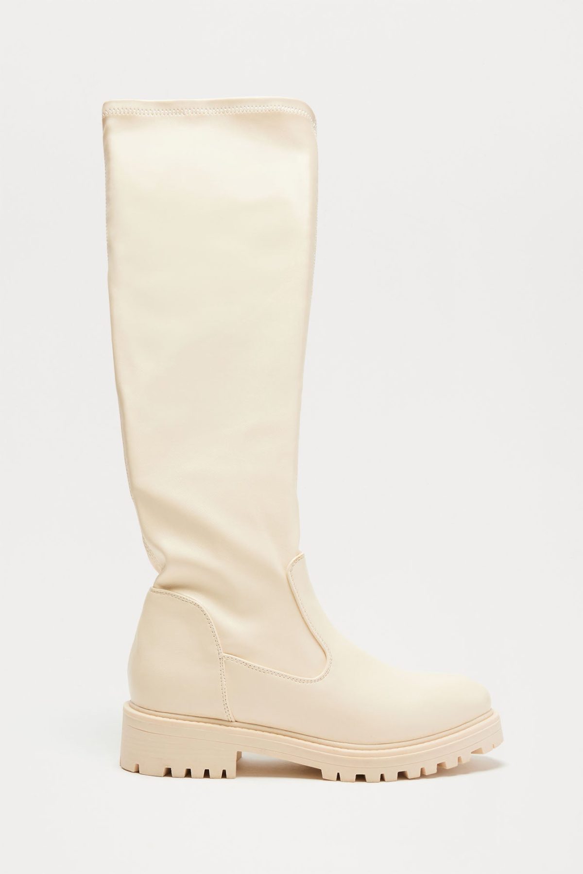 Edina Knee High Boots - Beige