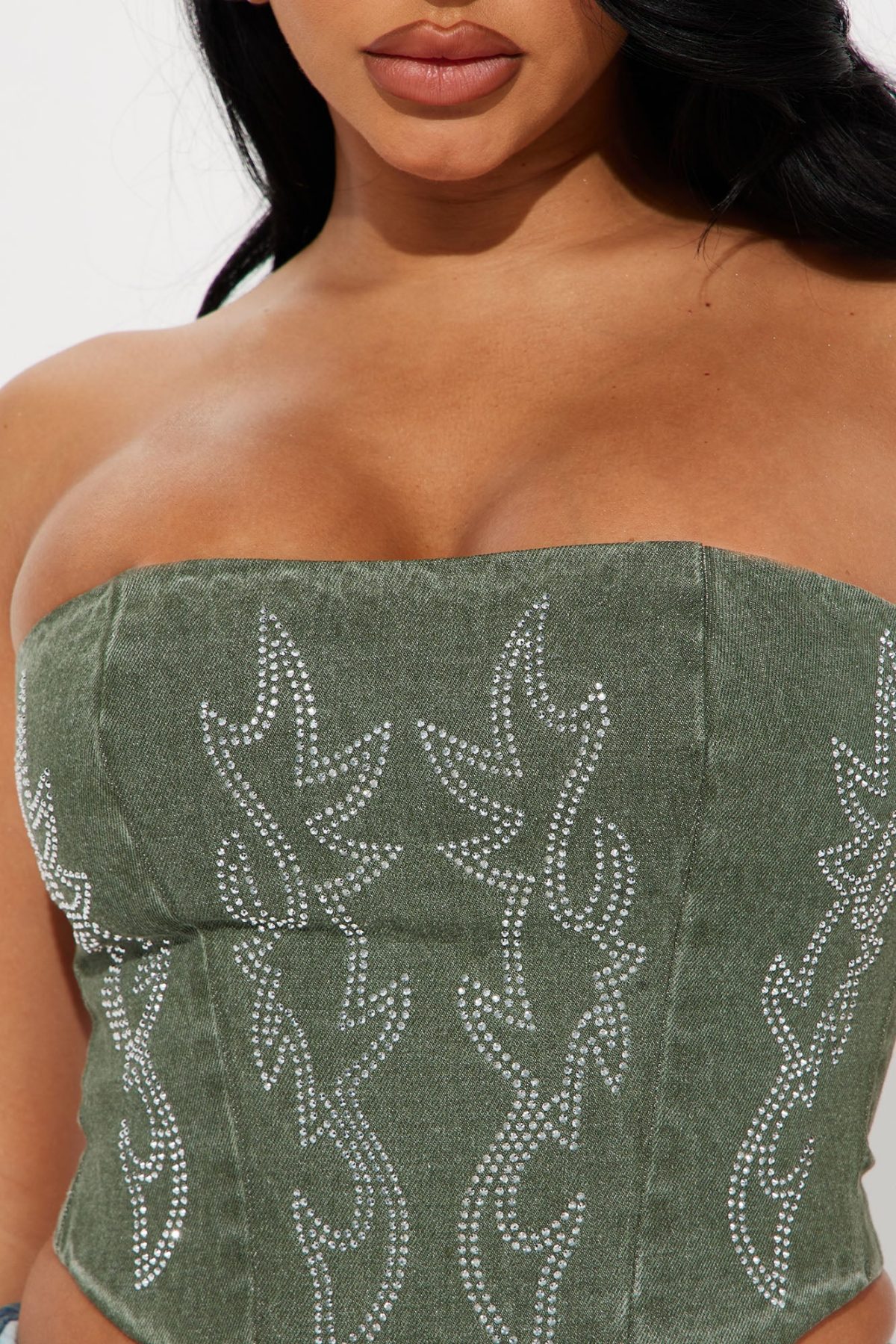 Jessie Embellished Corset Top - Green