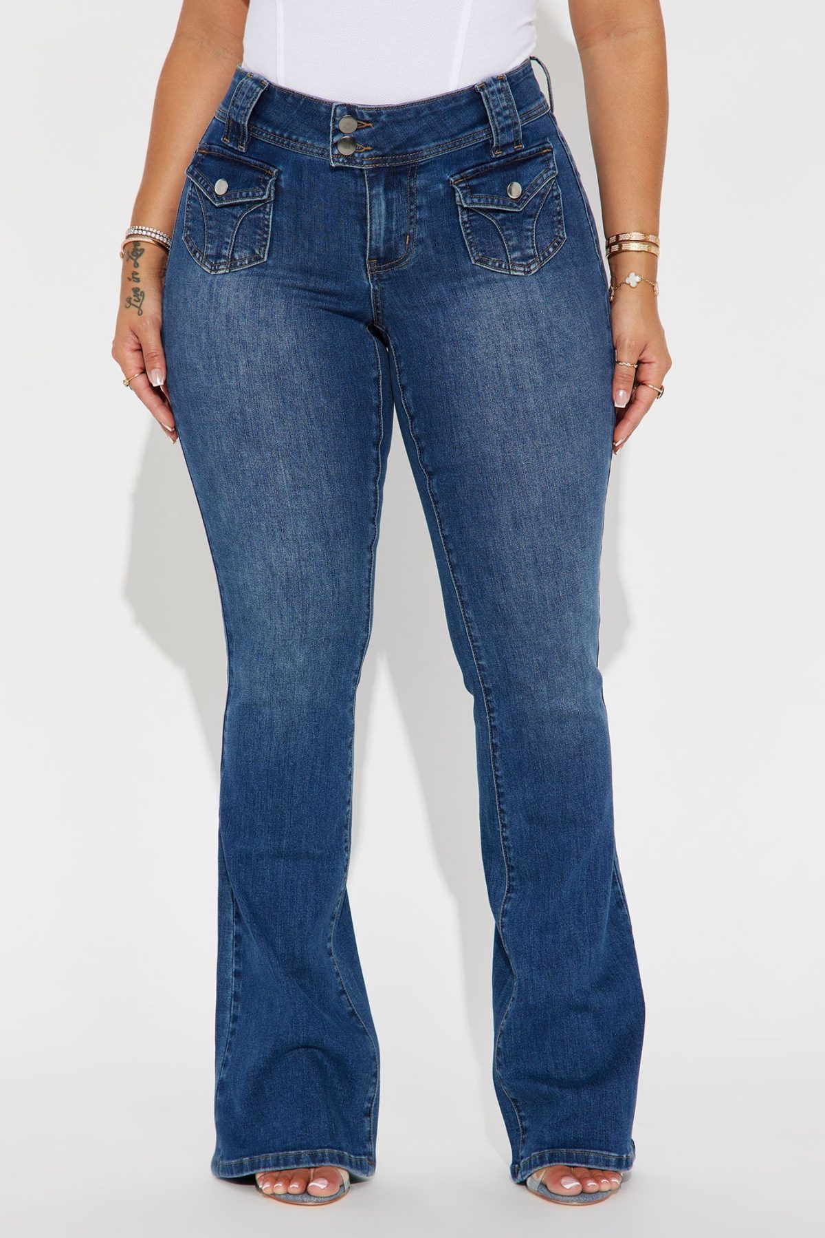 Make An Impression Stretch Flare Jeans - Dark Wash