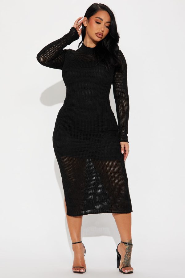 Sunday Sweater Midi Dress - Black