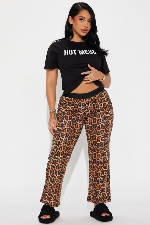 Hot Mess PJ Pant Set - Leopard