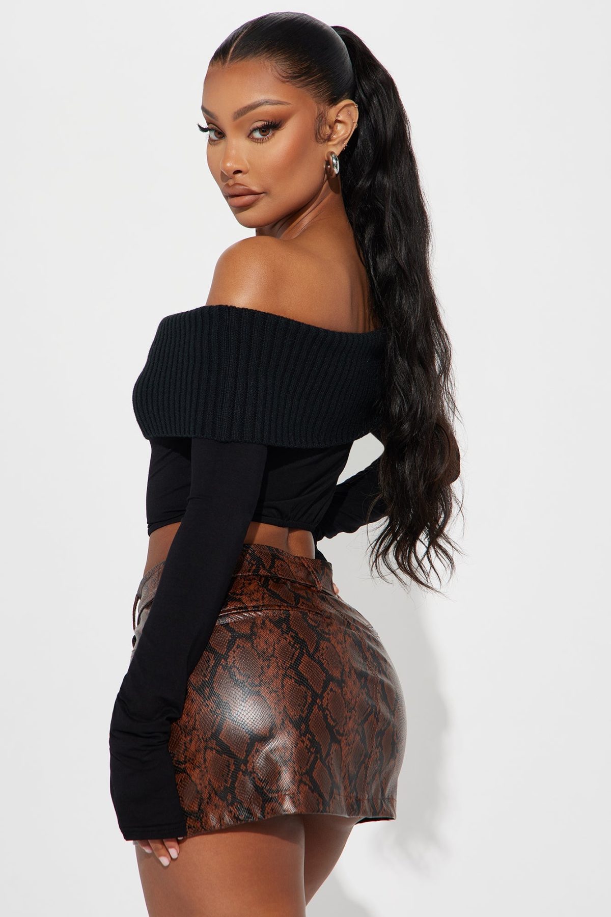 Good Days Cropped Off Shoulder Sweater - Black