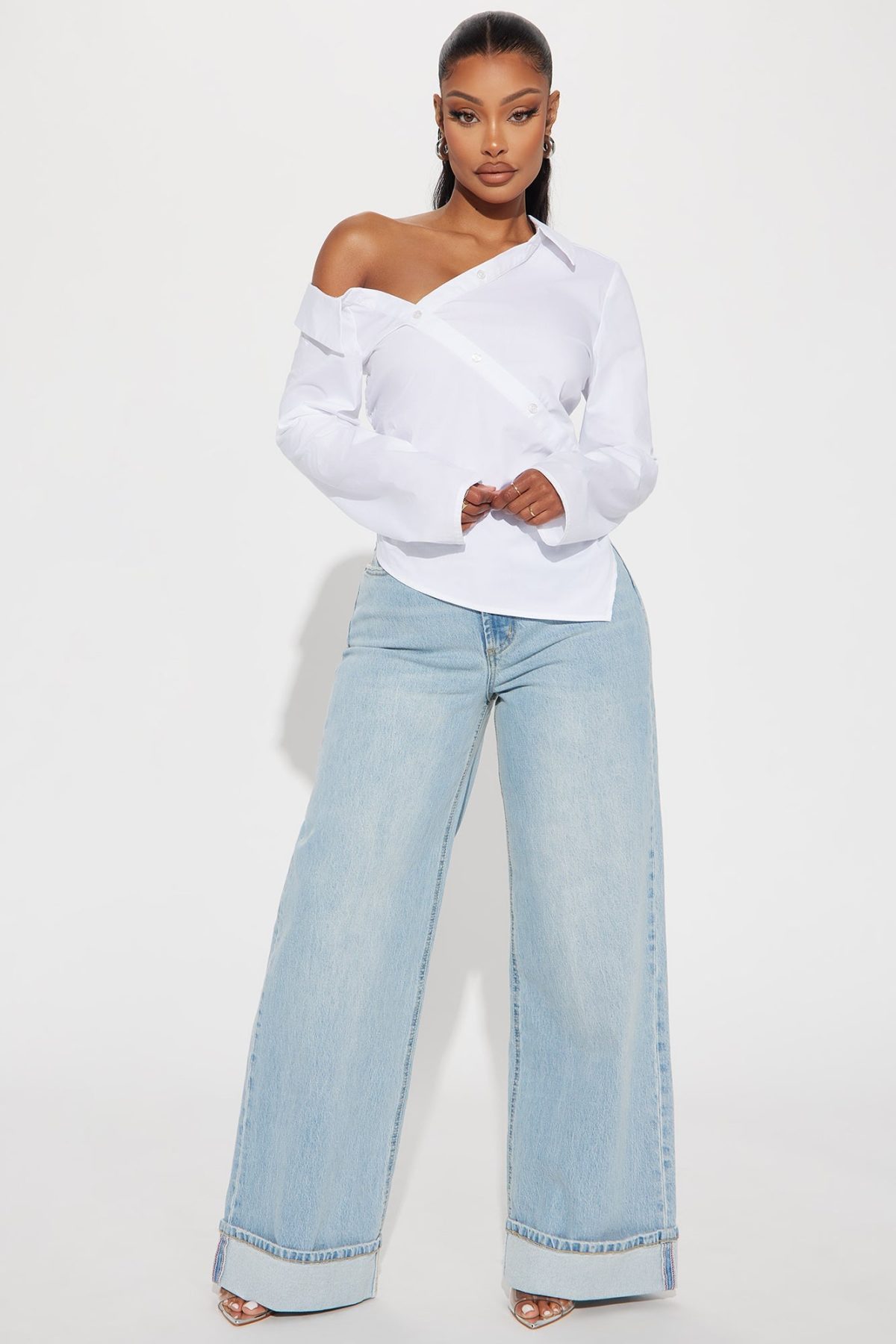 Keepin' Cool Asymmetrical Shirt - White