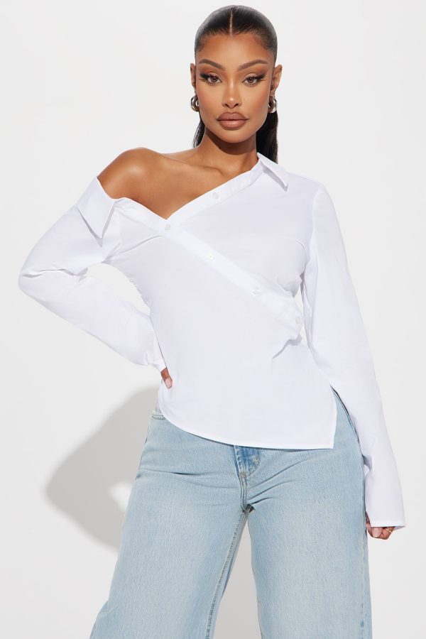 Keepin' Cool Asymmetrical Shirt - White