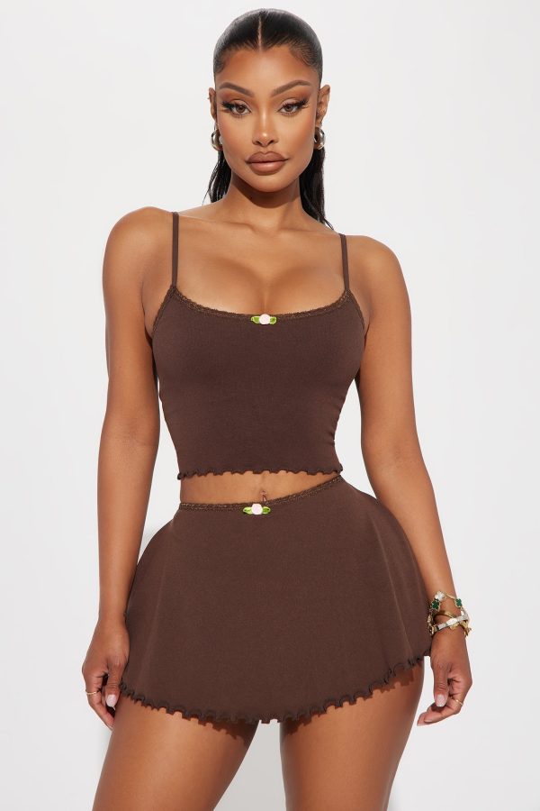 Pretty Girl Skirt Set - Chocolate