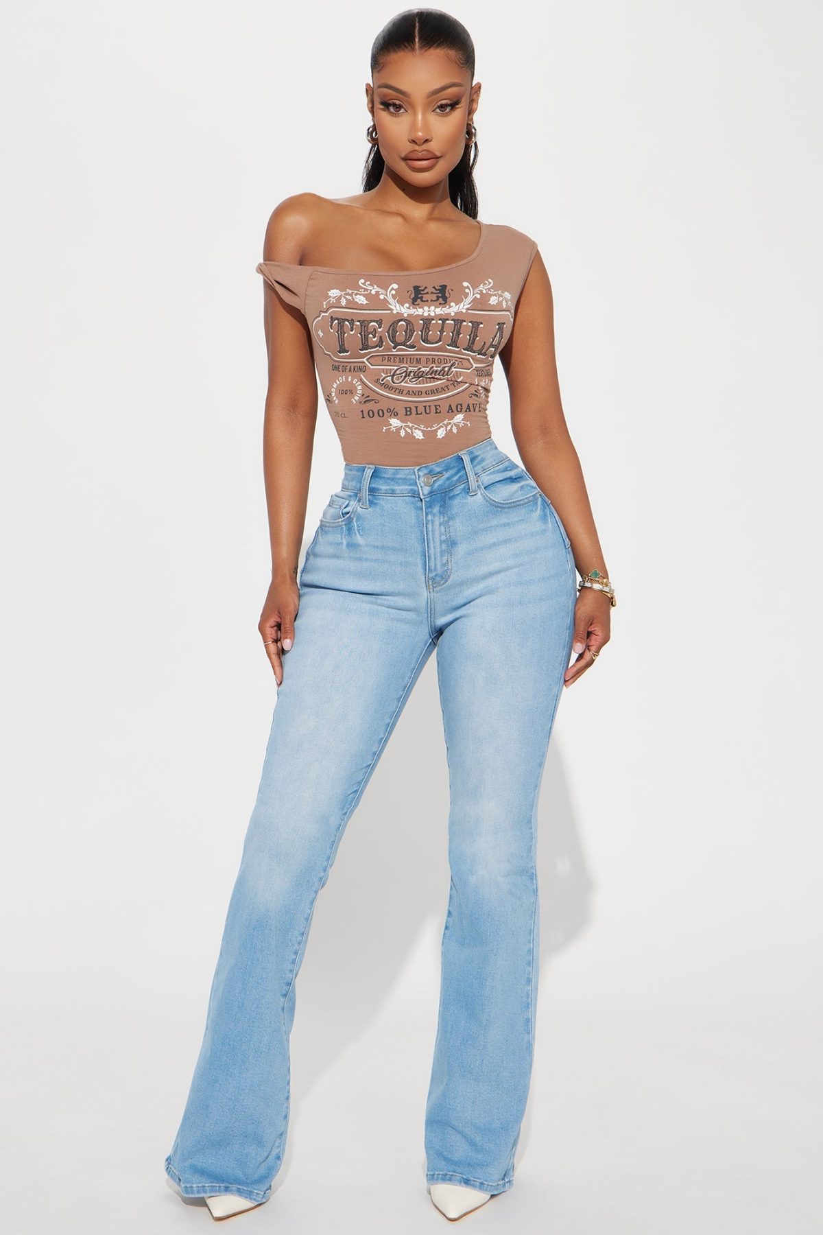 Iman Curvy Stretch Flare Jeans - Light Wash