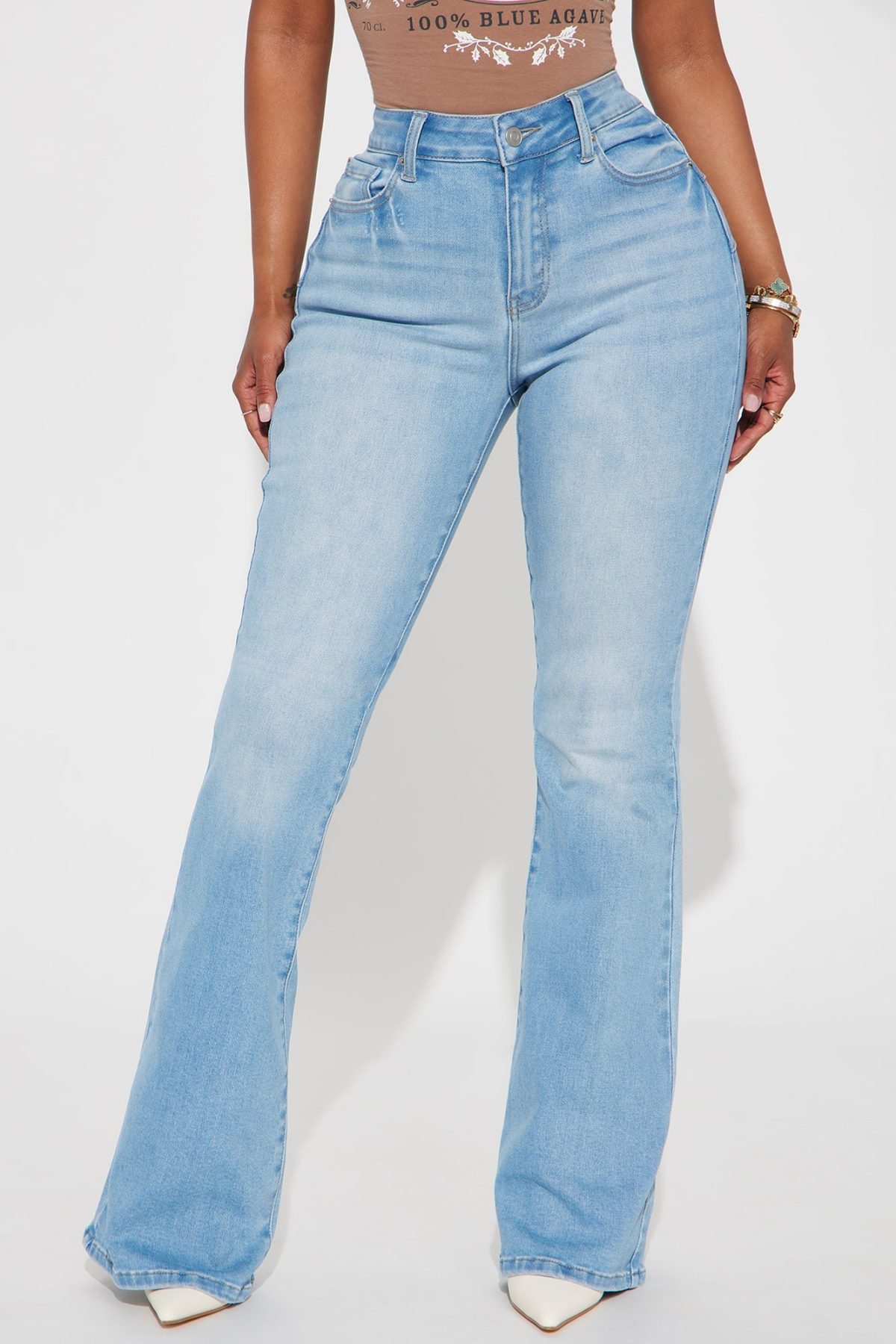 Iman Curvy Stretch Flare Jeans - Light Wash