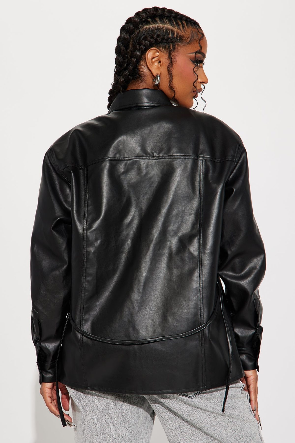 Like A Spy Faux Leather Shirt - Black