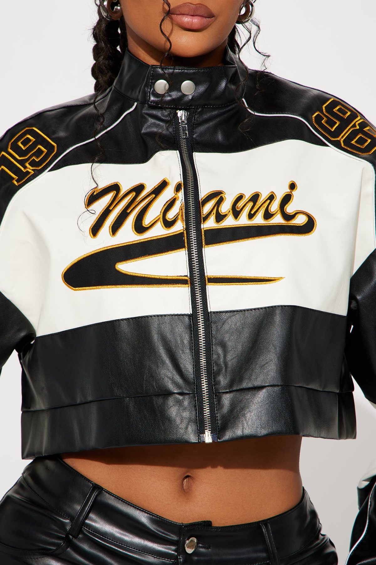 Miami Forever Faux Leather Jacket - Black/combo