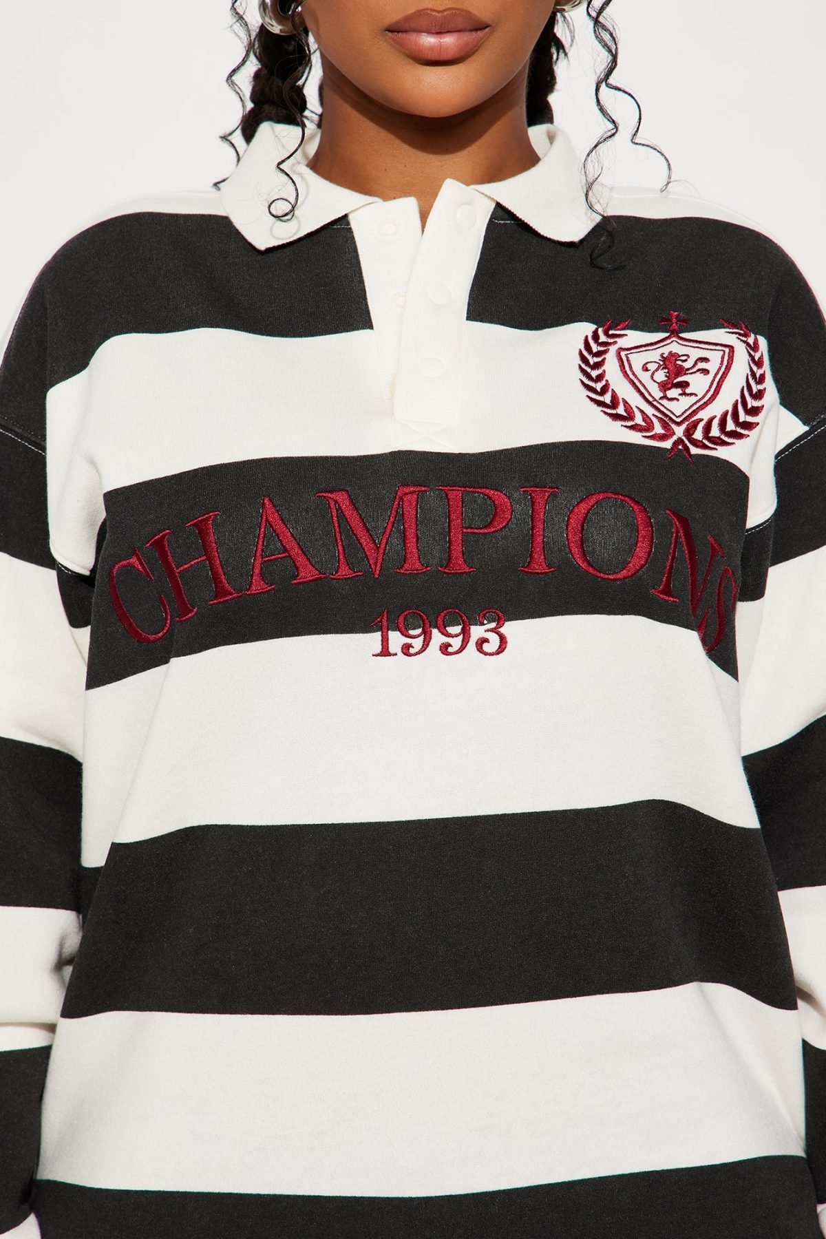 Champions Only Striped Polo - Black/White