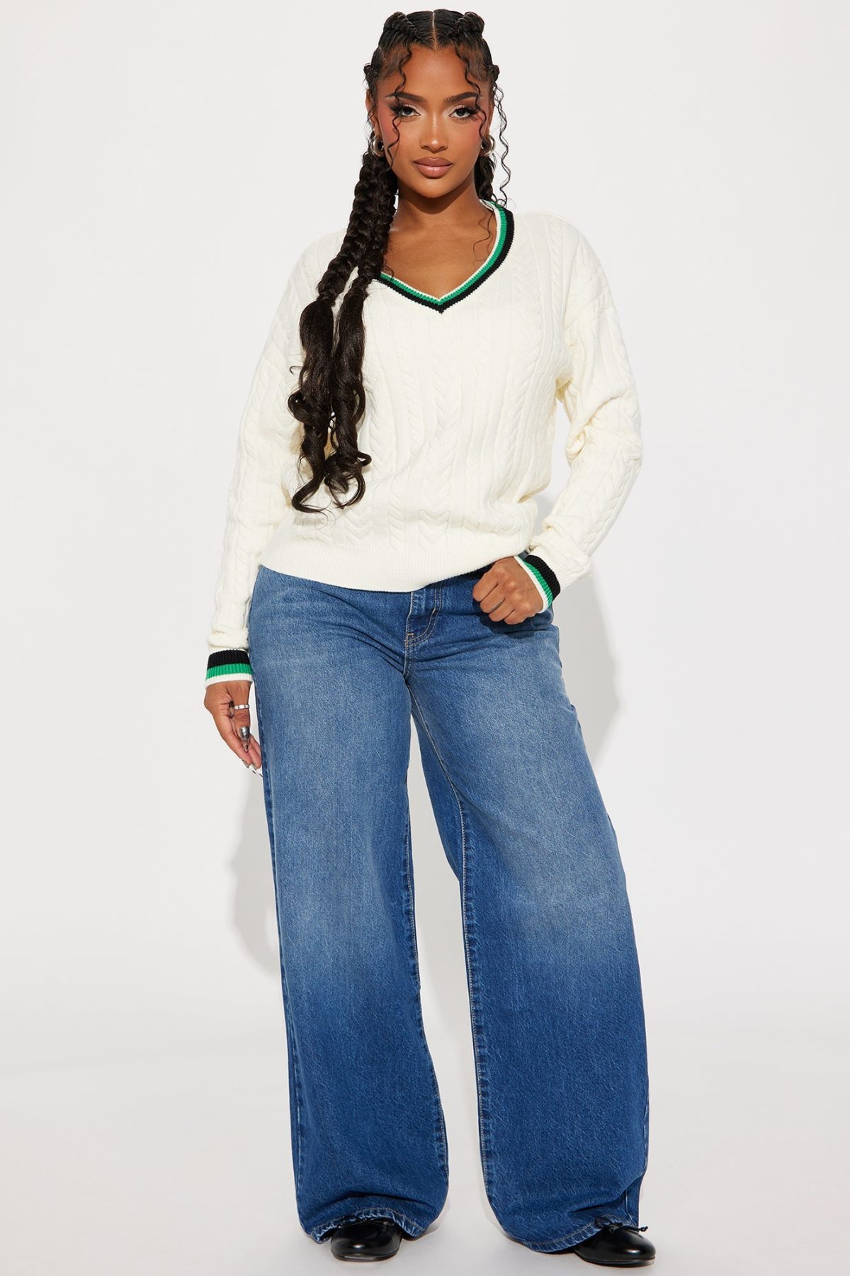 Straight A's Varsity Sweater - White/combo