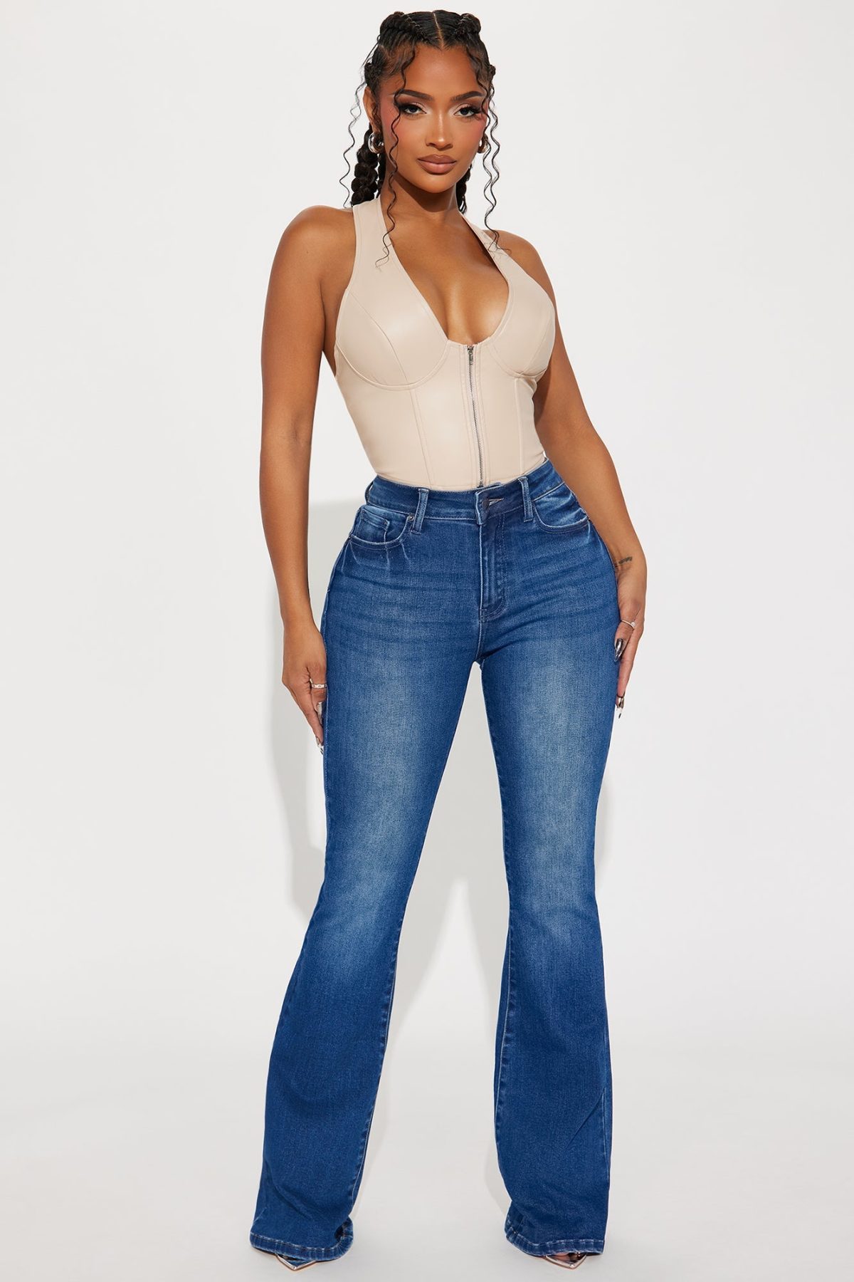 Iman Curvy Stretch Flare Jeans - Dark Wash