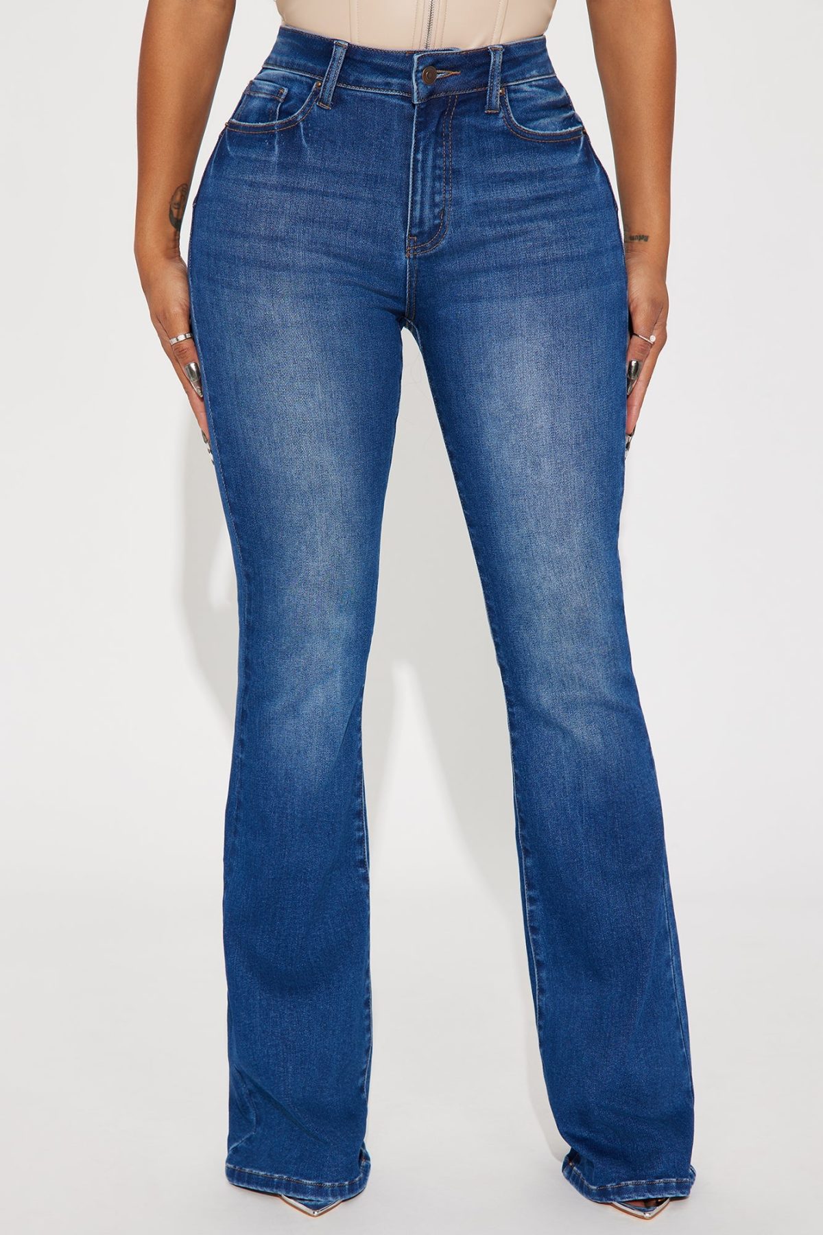 Iman Curvy Stretch Flare Jeans - Dark Wash