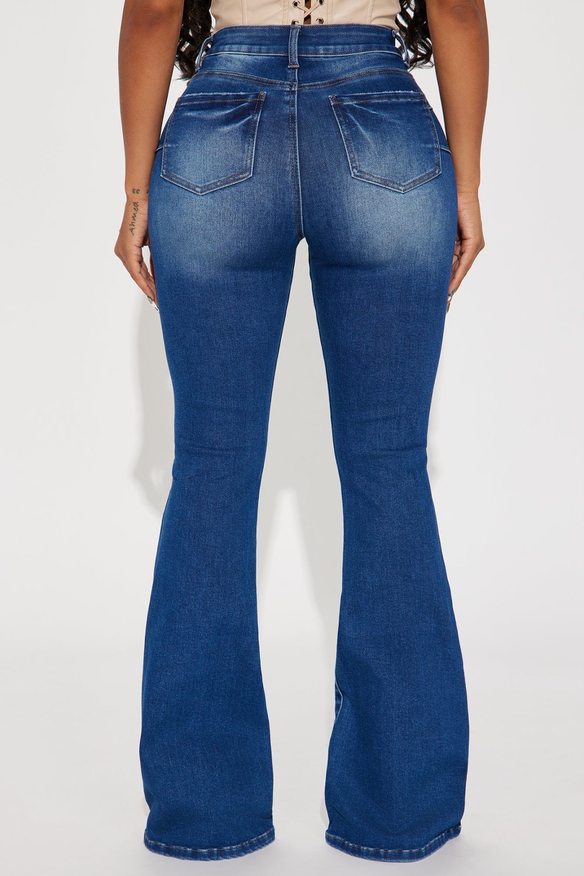 Iman Curvy Stretch Flare Jeans - Dark Wash