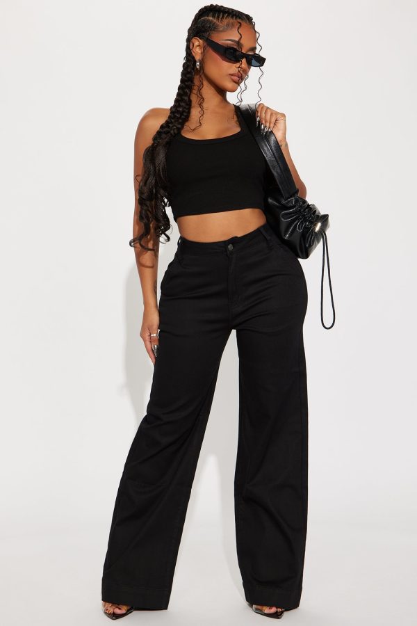 Cara High Rise Wide Leg Pant - Black