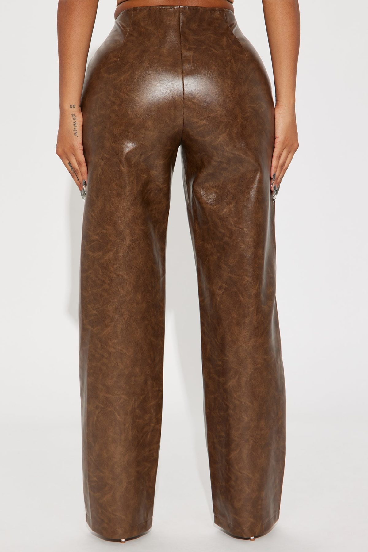 My Next Move Washed Faux Leather Pant - Brown