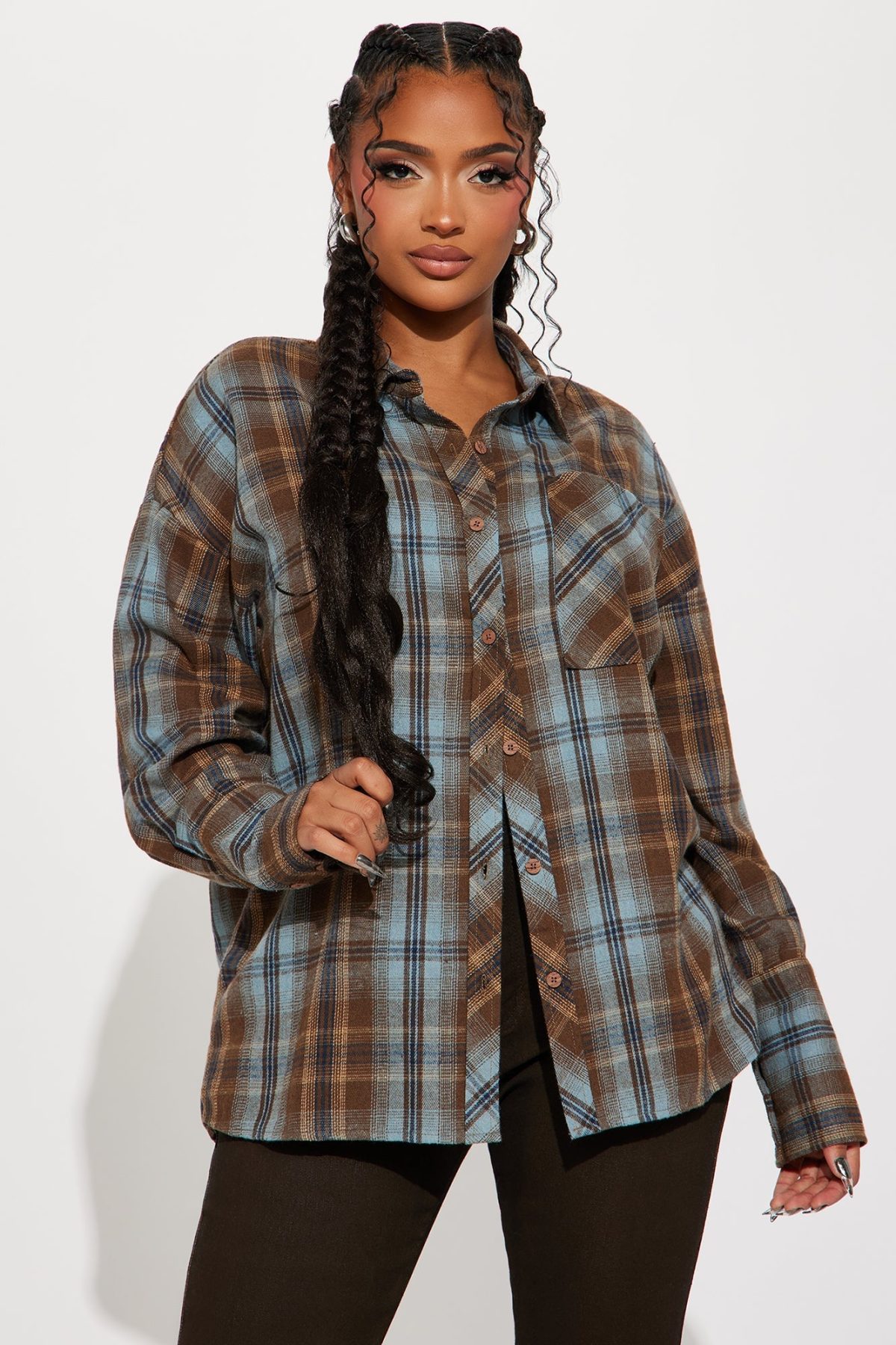 Fall For You Plaid Shirt - Brown/combo