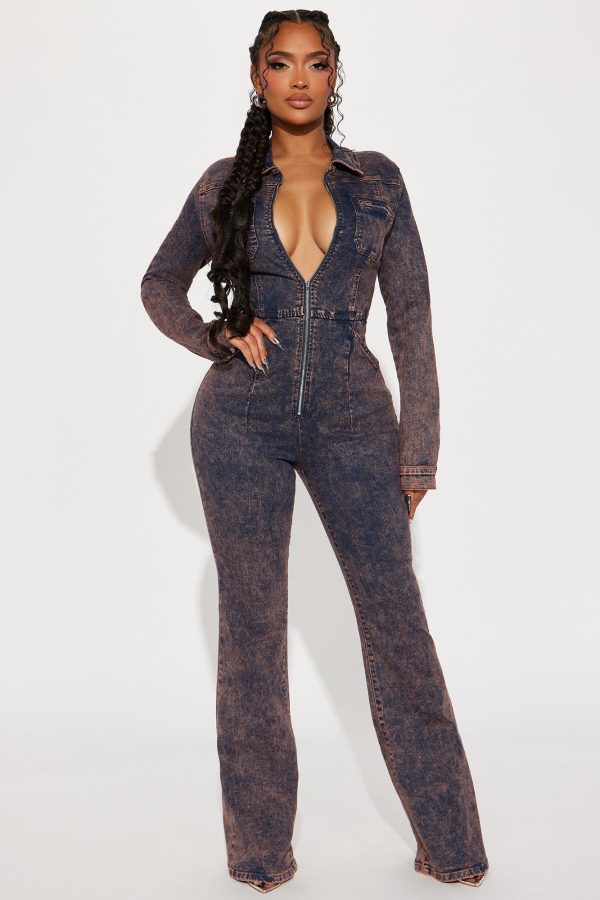 Bad Reputation Denim Jumpsuit - Dark Wash