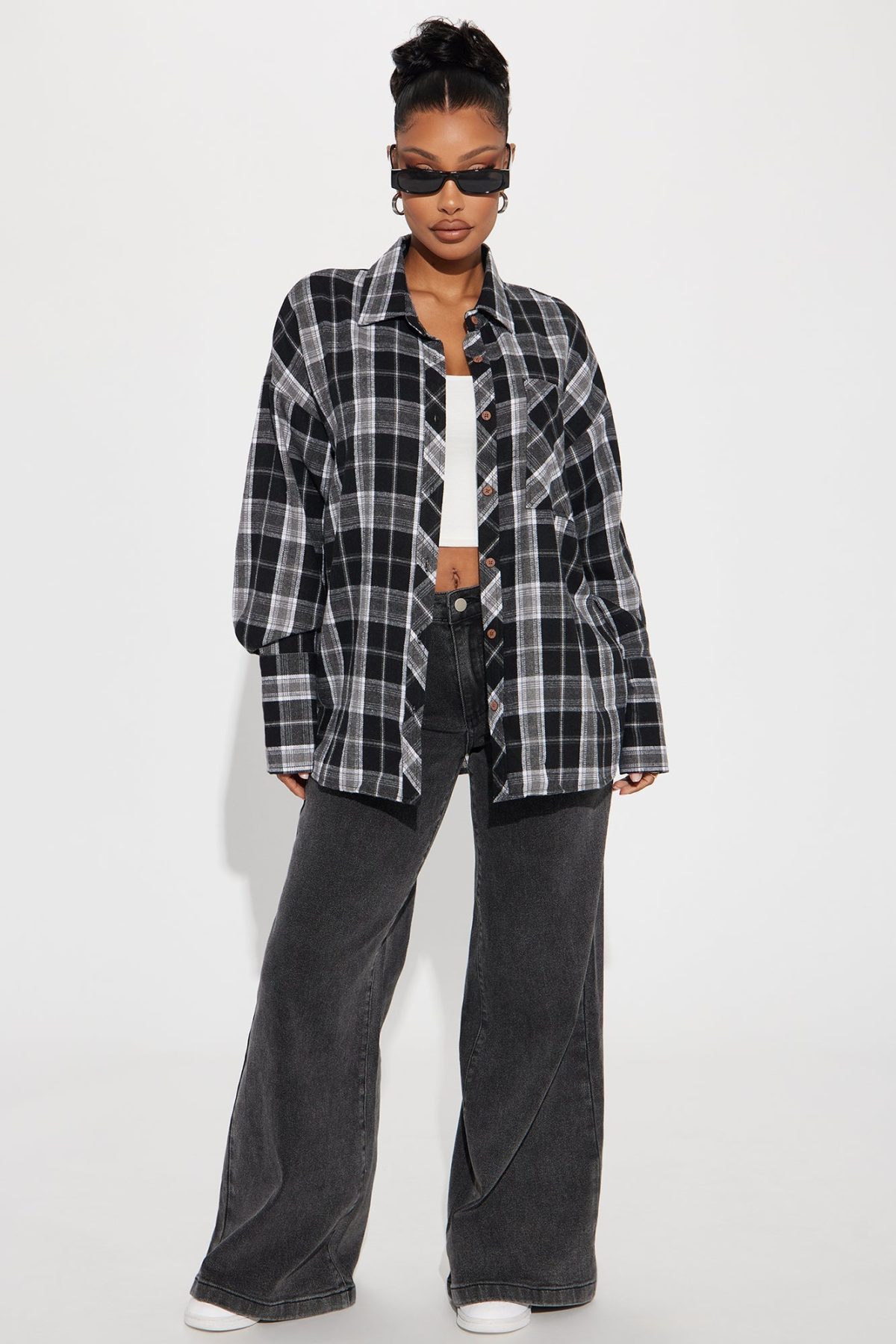 Fall For You Plaid Shirt - Black/combo