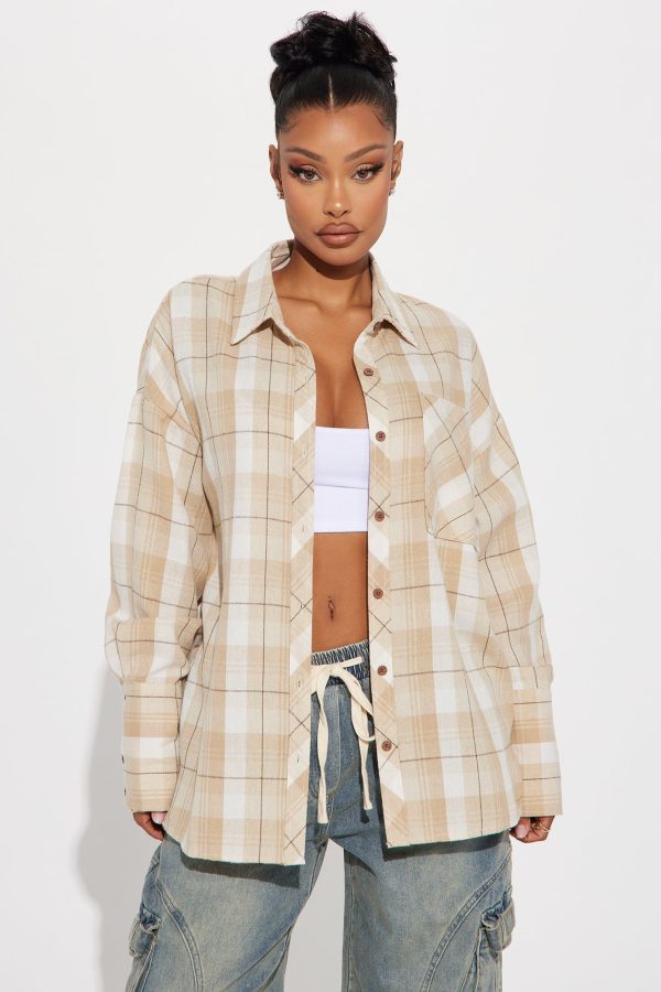 Fall For You Plaid Shirt - Taupe/combo