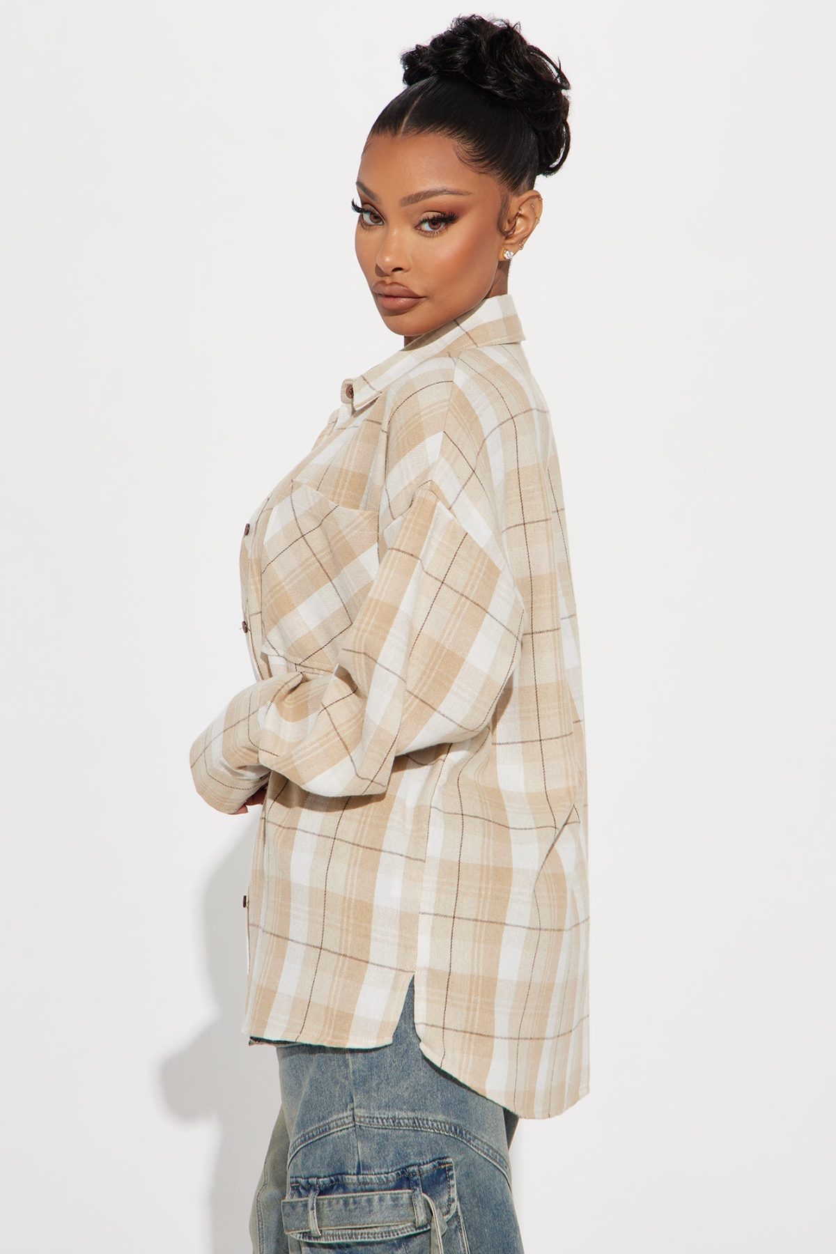 Fall For You Plaid Shirt - Taupe/combo