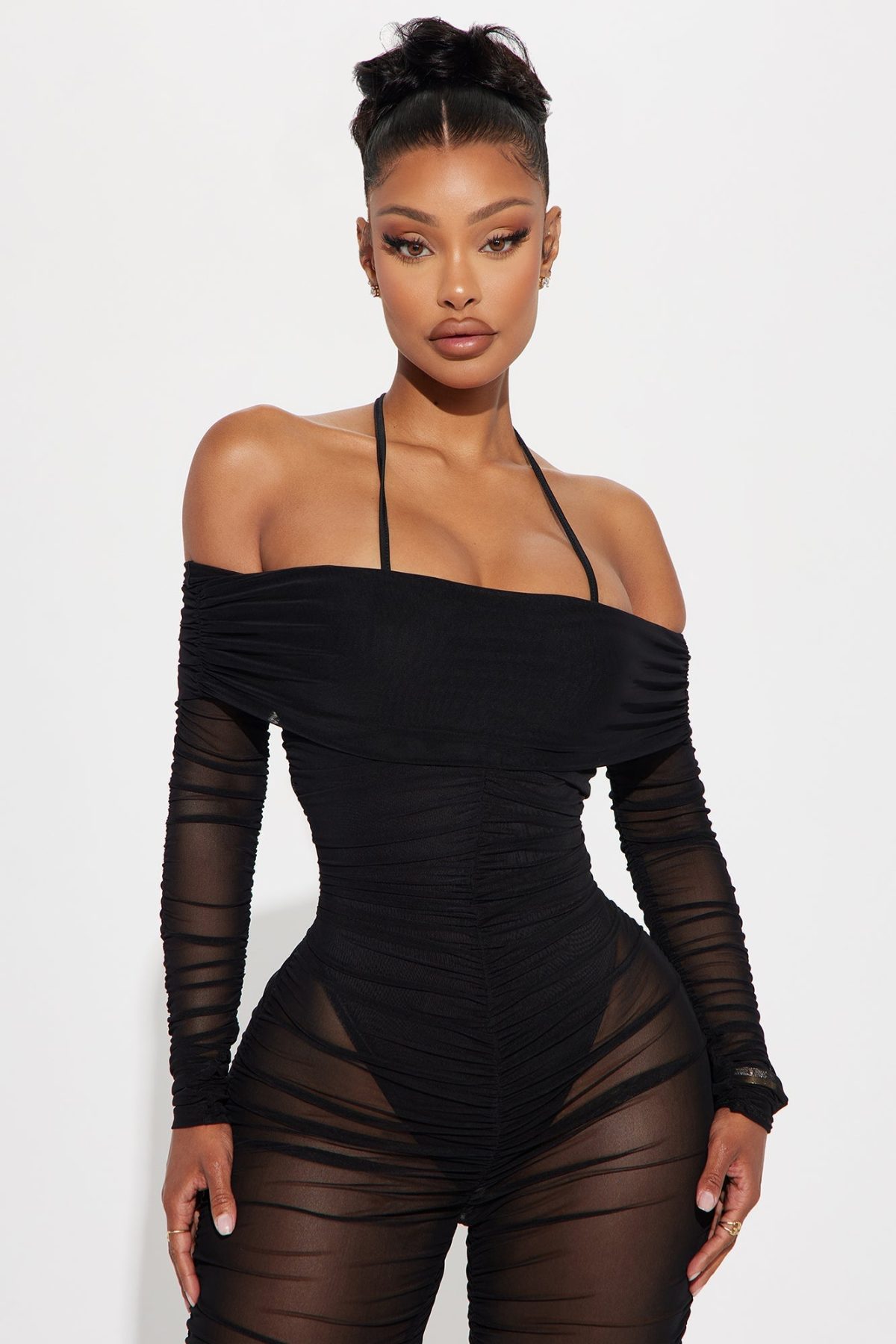 Highly Favored Mesh Jumpsuit - Black