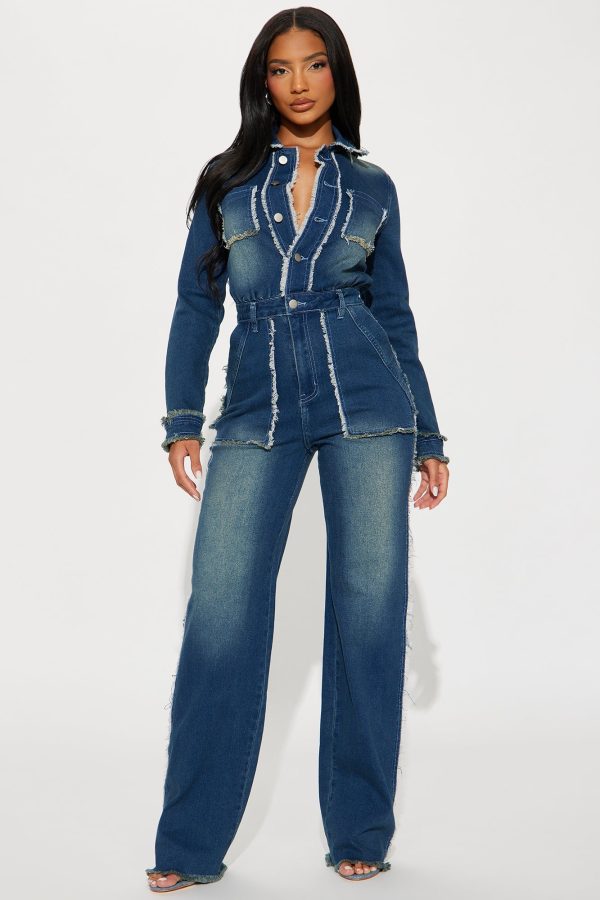 Crash Into You Denim Jumpsuit - Dark Wash