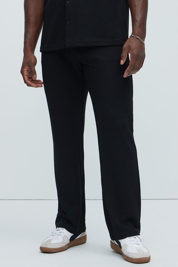 Capstan Straight Textured Pants - Black