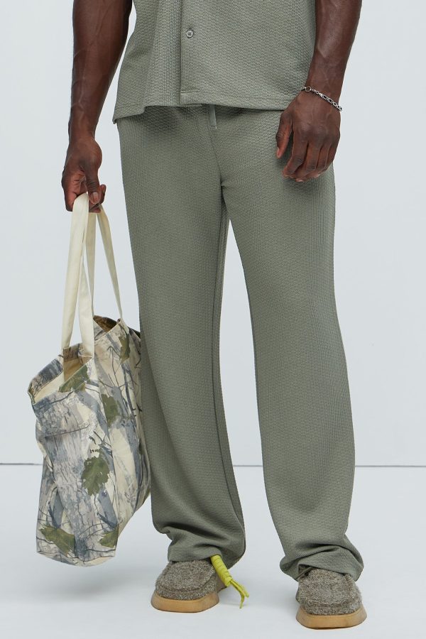 Capstan Straight Textured Pants - Olive